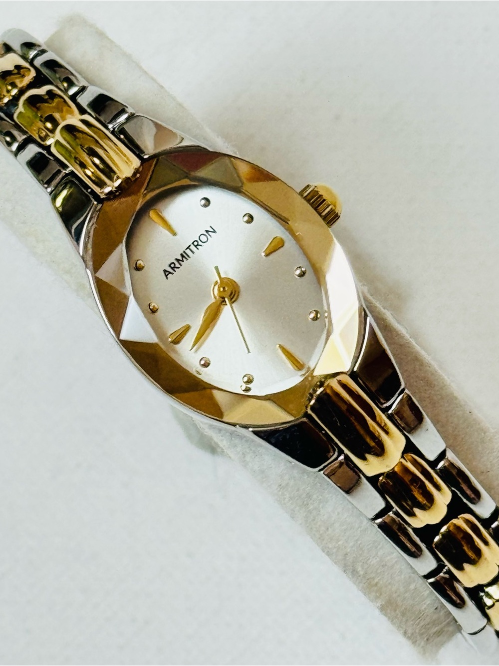 Armitron Now Small Face Oval Women's Two Tone Dress Watch Silver Gold 75/3313TTG